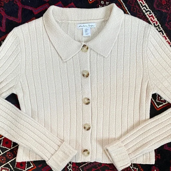 London Kaye Cream Button-Up Cardigan - Picture 1 of 8